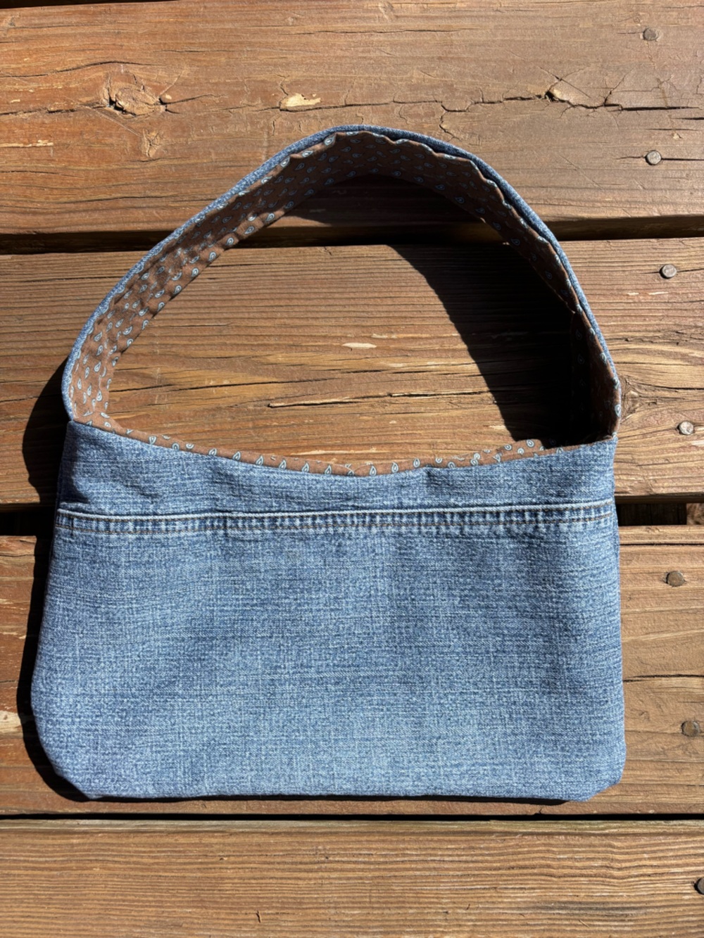 Handmade Blue Denim Shoulder Bag